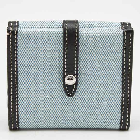 BURBERRY Light Blue/Black Canvas and Leather Luna French Wallet - Picture 5 of 8